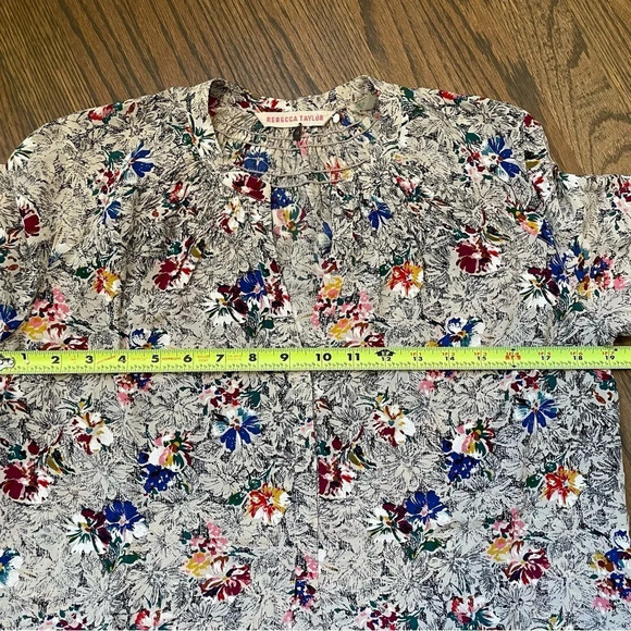 Rebecca Taylor 100% Silk Floral Print Top Blouse Size 0 - Picture 8 of 14